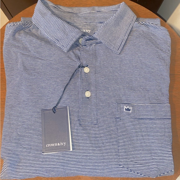 Crown & Ivy Men’s Stripes Performance Polo - Picture 1 of 2